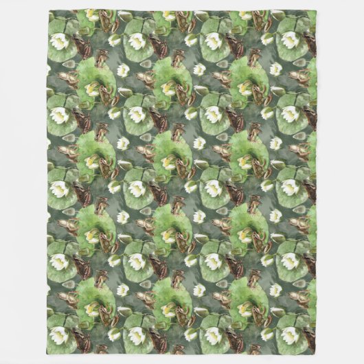 Frösche-Lilienmuster Fleecedecke (Vorderseite)