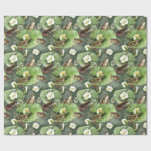 Frösche-Lilienmuster Geschenkpapier (Flach)