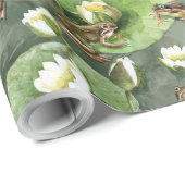 Frösche-Lilienmuster Geschenkpapier (Rolleneckpunkt)