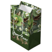 Frösche-Lilienmuster Mittlere Geschenktüte (Vorderseite Schrägansicht)