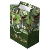 Frösche-Lilienmuster Mittlere Geschenktüte (Rückseite Schrägansicht)