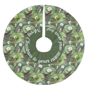 Frösche-Lilienmuster Polyester Weihnachtsbaumdecke