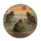 Frösche Lily Pads Moon Illustration Dartscheibe (vorne)
