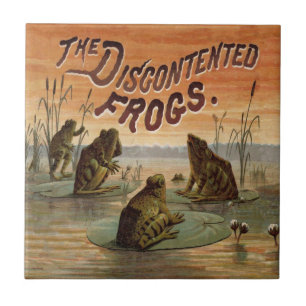 Frösche Lily Pads Moon Illustration Fliese