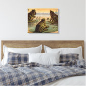 Frösche Lily Pads Moon Illustration Leinwanddruck (Insitu (Schlafzimmer))