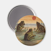 Frösche Lily Pads Moon Illustration Magnet (Vorderseite/Rückseite)