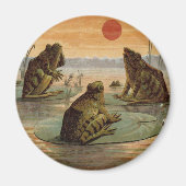 Frösche Lily Pads Moon Illustration Magnet (Vorne)