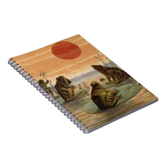 Frösche Lily Pads Moon Illustration Notizblock (Rechte Seite)