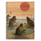 Frösche Lily Pads Moon Illustration Notizblock (Vorderseite)