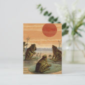 Frösche Lily Pads Moon Illustration Postkarte (Stehend Vorderseite)