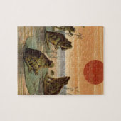 Frösche Lily Pads Moon Illustration Puzzle (Horizontal)