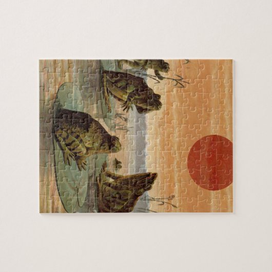 Frösche Lily Pads Moon Illustration Puzzle (Horizontal)
