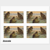 Frösche Lily Pads Moon Illustration Rechteckiger Aufkleber (Blatt)