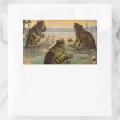 Frösche Lily Pads Moon Illustration Rechteckiger Aufkleber (Tasche)