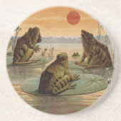 Frösche Lily Pads Moon Illustration Sandstein Untersetzer (Vorne)