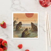 Frösche Lily Pads Moon Illustration Serviette (Beispiel)