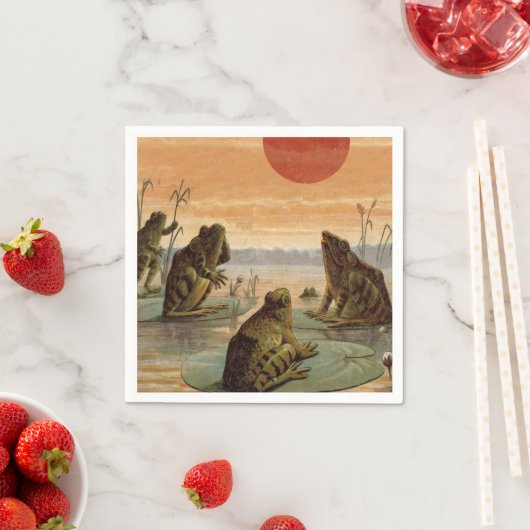 Frösche Lily Pads Moon Illustration Serviette (Beispiel)