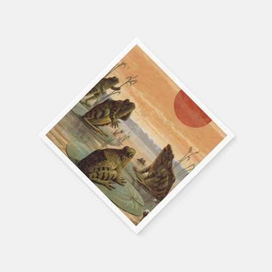 Frösche Lily Pads Moon Illustration Serviette (Ecke)