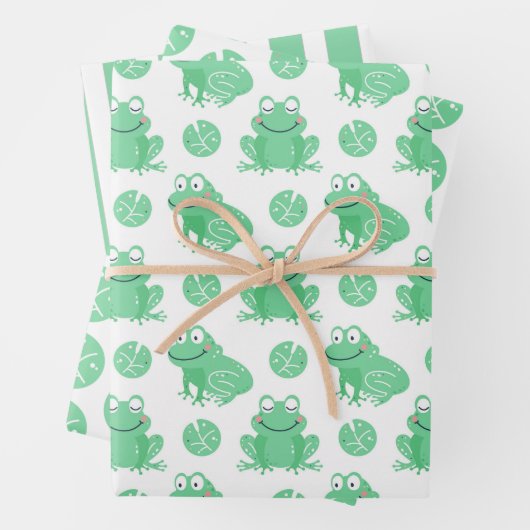 Frösche Lily Pads Packpapier Set 3 Geschenkpapier Set (Beispiel)