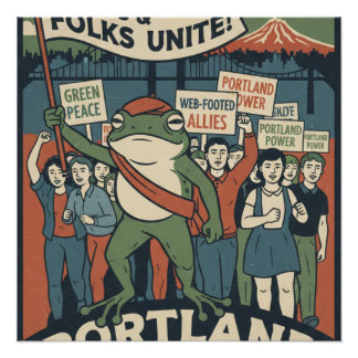 Frösche & Menschen vereint – Portland Solidaritäts Poster