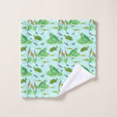 Frösche Schildkröten grün Badhandtuch Set (Waschlappen)