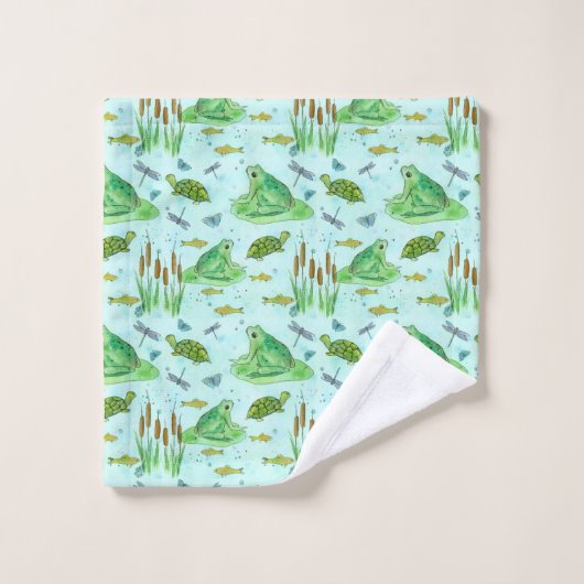 Frösche Schildkröten grün Badhandtuch Set (Waschlappen)