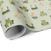 Frösche & Seerosenblätter auf Gin Grün Geschenkpapier (Rolleneckpunkt)