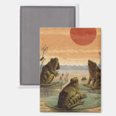 Frösche Seerosenblätter Mond Illustration Magnet (Vorderseite/Rückseite)