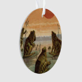 Frösche Seerosenblätter Mond Illustration Ornament (Vorderseite)