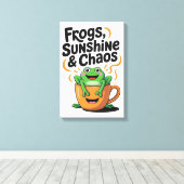 Frösche, Sonnenschein und Chaos - Niedlicher Frosc Leinwanddruck (Insitu (Holzboden))