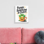 Frösche, Sonnenschein und Chaos - Niedlicher Frosc Leinwanddruck (Insitu (Wohnzimmer))