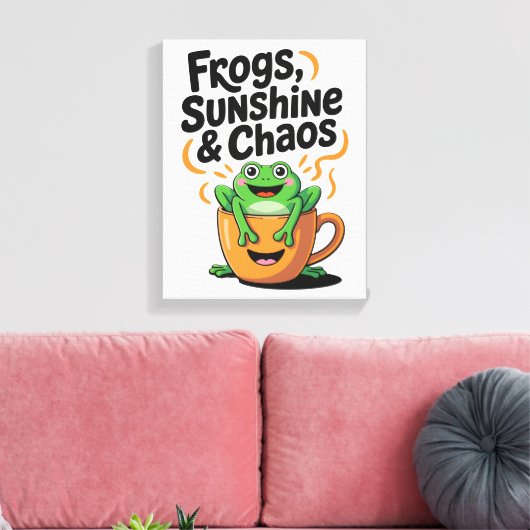 Frösche, Sonnenschein und Chaos - Niedlicher Frosc Leinwanddruck (Insitu (Wohnzimmer))