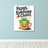 Frösche, Sonnenschein und Chaos - Niedlicher Frosc Leinwanddruck (Insitu (Holzboden))