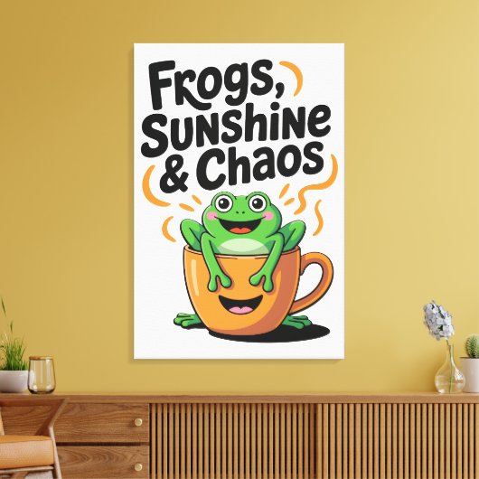 Frösche, Sonnenschein und Chaos - Niedlicher Frosc Leinwanddruck (Insitu (Wohnzimmer))