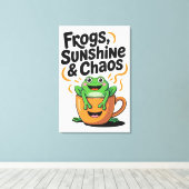 Frösche, Sonnenschein und Chaos - Niedlicher Frosc Leinwanddruck (Insitu (Holzboden))