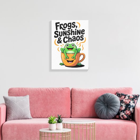 Frösche, Sonnenschein und Chaos - Niedlicher Frosc Leinwanddruck (Insitu (Wohnzimmer))