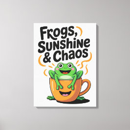 Frösche, Sonnenschein und Chaos - Niedlicher Frosc Leinwanddruck