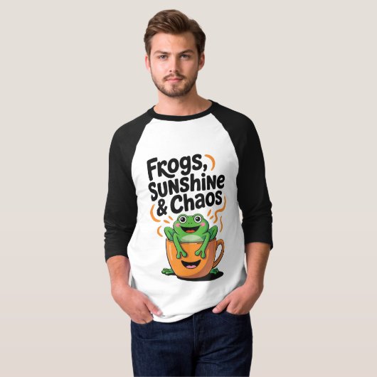 Frösche, Sonnenschein und Chaos - Niedlicher Frosc T-Shirt (Vorne ganz)