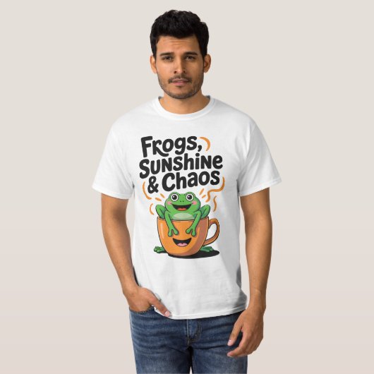 Frösche, Sonnenschein und Chaos - Niedlicher Frosc T-Shirt (Vorne ganz)