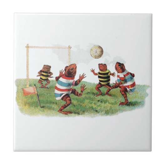 Frösche spielen Fußball Fliese (Vorderseite)