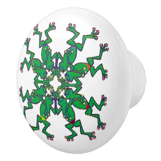 Frösche synchronisierte Schwimmkunst Knüpfarbeit Keramikknauf (Rechts)