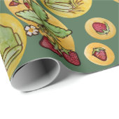 Frösche und Erdbeeren Geschenkpapier (Rolleneckpunkt)