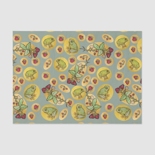 Frösche und Erdbeeren Seidenpapier (Vorderseite)