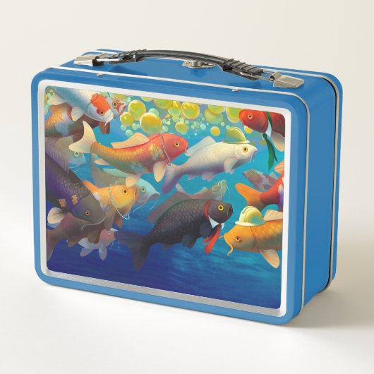 Frösche und Fischlunchbox Metall Brotdose (Rückseite)