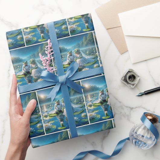 Frösche und Frösche auf Lily Pad Geschenkpapier (Schenken)