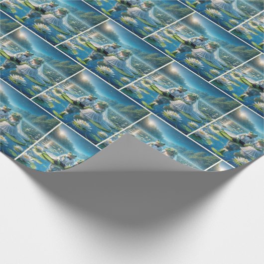 Frösche und Frösche auf Lily Pad Geschenkpapier (Ecke)