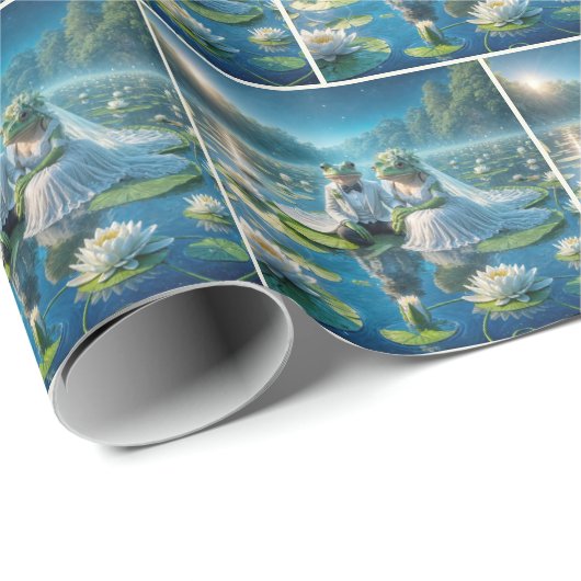 Frösche und Frösche auf Lily Pad Geschenkpapier (Rolleneckpunkt)