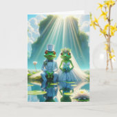 Frösche und Frösche auf Lily Pad Karte (Gelbe Blume)