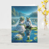 Frösche und Frösche auf Lily Pad Karte (Gelbe Blume)