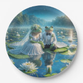 Frösche und Frösche auf Lily Pad Pappteller (Vorderseite)